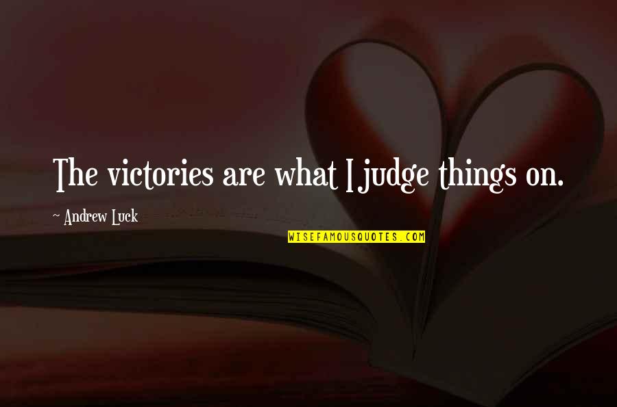 Painting Decorating Quotes By Andrew Luck: The victories are what I judge things on.