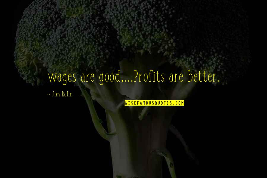 Panic Button Quotes By Jim Rohn: wages are good,...Profits are better.