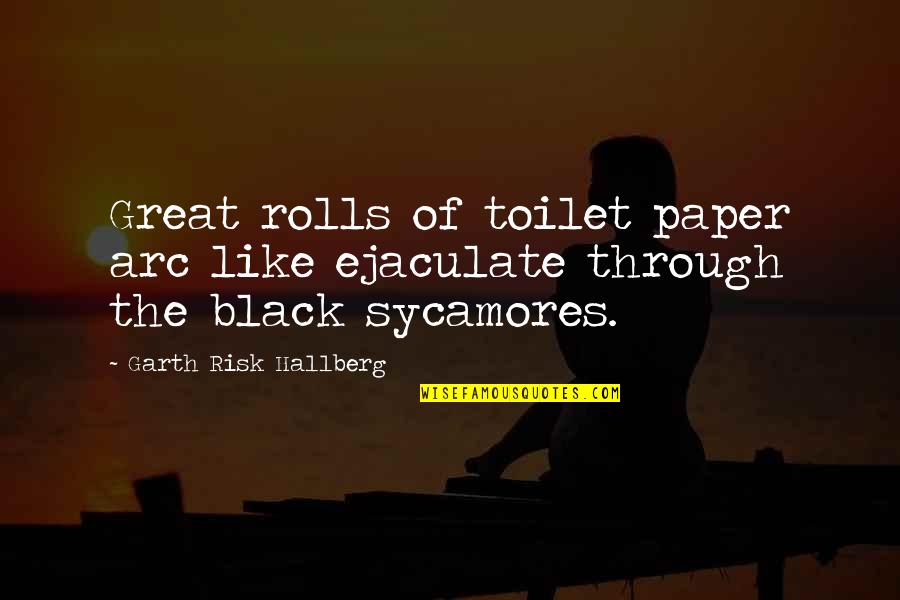 Paper With Words Quotes By Garth Risk Hallberg: Great rolls of toilet paper arc like ejaculate