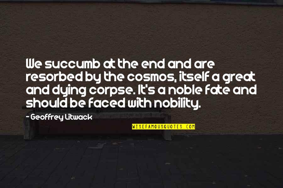 Pasaulyje Zmoniu Quotes By Geoffrey Litwack: We succumb at the end and are resorbed
