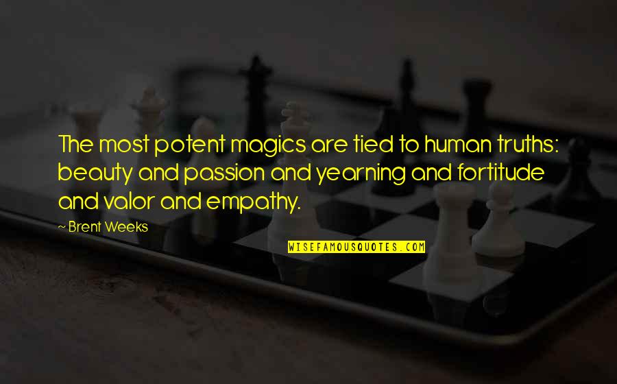 Passion And Beauty Quotes By Brent Weeks: The most potent magics are tied to human