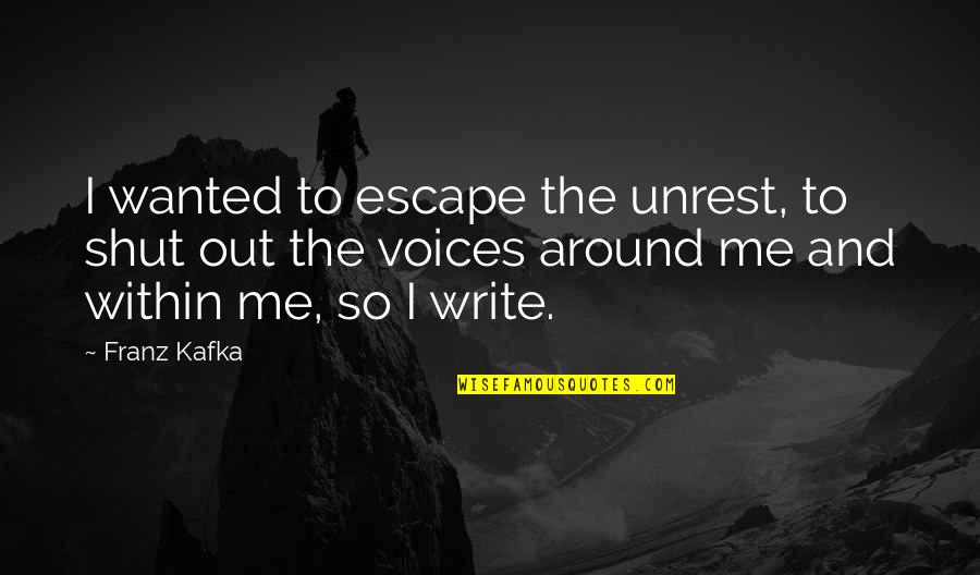 Pat Mora Quotes By Franz Kafka: I wanted to escape the unrest, to shut