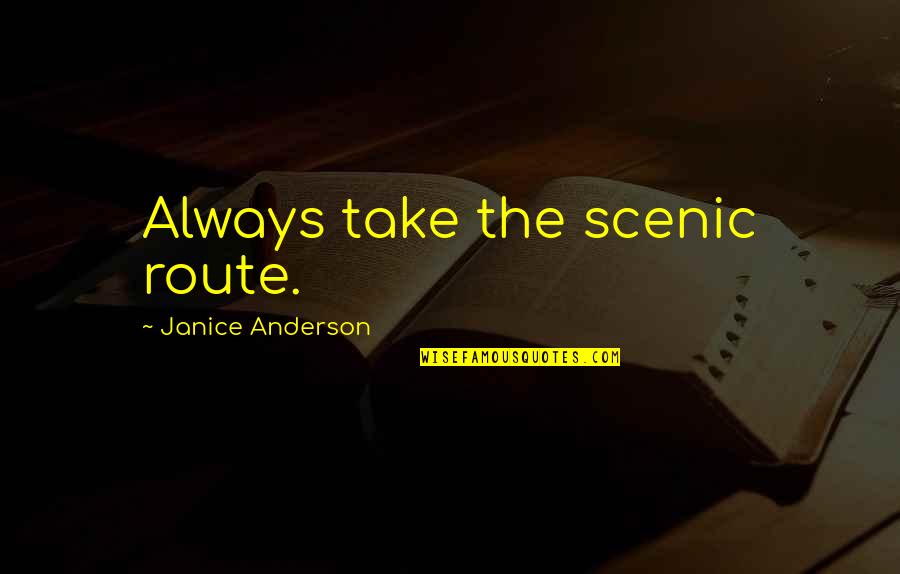 Paterakis Net Quotes By Janice Anderson: Always take the scenic route.