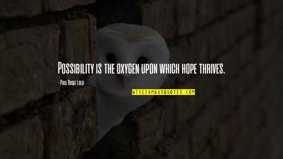 Paul Rogat Loeb Quotes By Paul Rogat Loeb: Possibility is the oxygen upon which hope thrives.