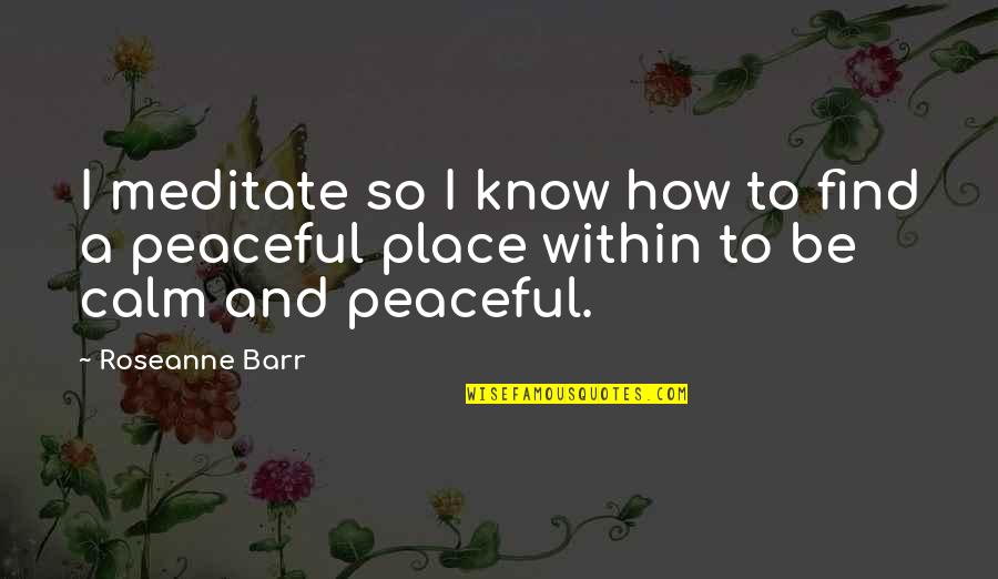 Peaceful Place Quotes By Roseanne Barr: I meditate so I know how to find