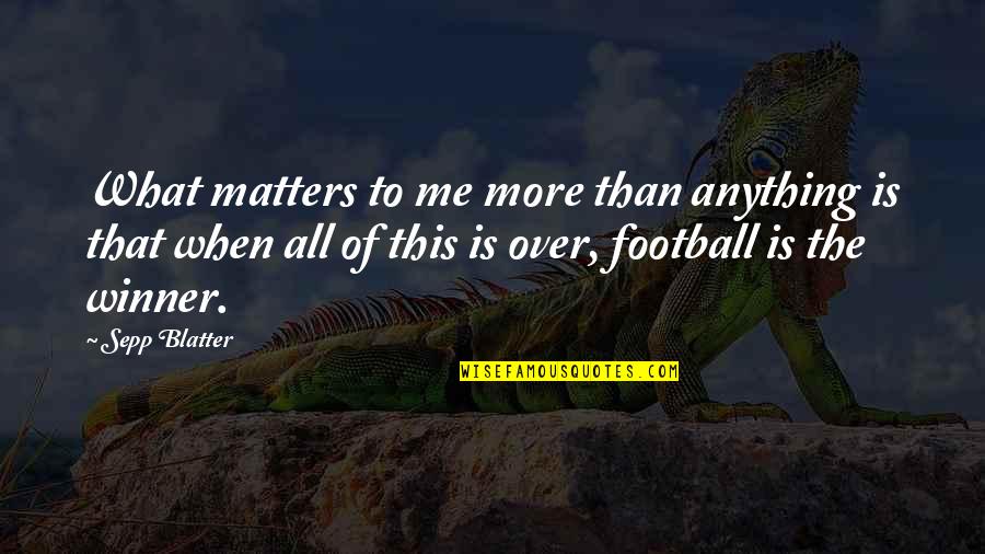 Peccatte Violin Quotes By Sepp Blatter: What matters to me more than anything is