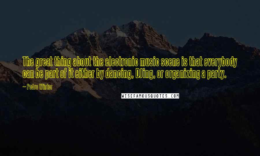 Pedro Winter quotes: The great thing about the electronic music scene is that everybody can be part of it either by dancing, DJing, or organizing a party.