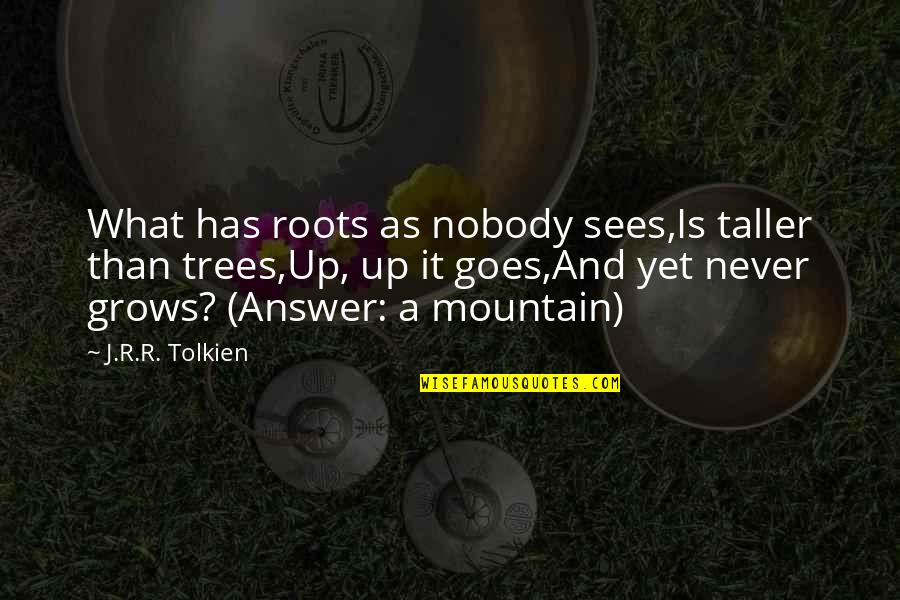 Pegangan Backhand Quotes By J.R.R. Tolkien: What has roots as nobody sees,Is taller than