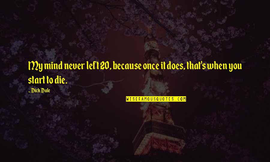 Pemilihan Osis Quotes By Dick Dale: My mind never left 20, because once it