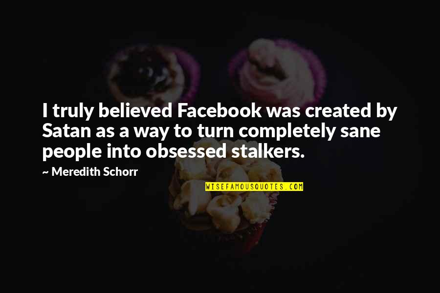 Pent Up Energy Quotes By Meredith Schorr: I truly believed Facebook was created by Satan