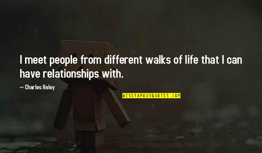 People We Meet In Our Life Quotes By Charles Haley: I meet people from different walks of life