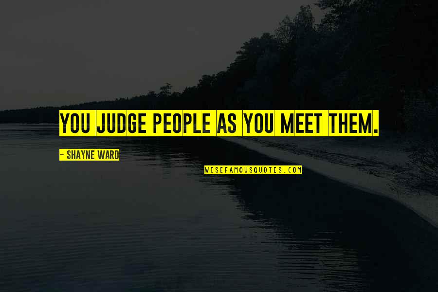 People You Meet Quotes By Shayne Ward: You judge people as you meet them.