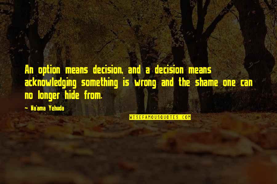 Perdidos De Sinaloa Quotes By Na'ama Yehuda: An option means decision, and a decision means