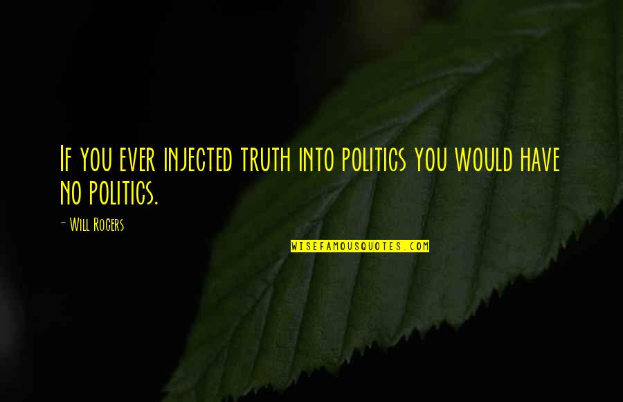 Perhatikan Rani Quotes By Will Rogers: If you ever injected truth into politics you