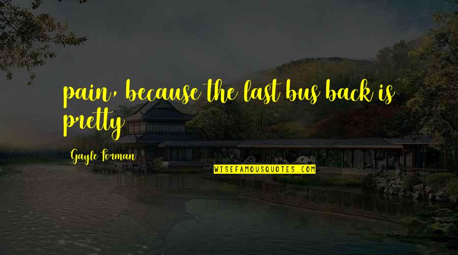 Perritos Chihuahua Quotes By Gayle Forman: pain, because the last bus back is pretty