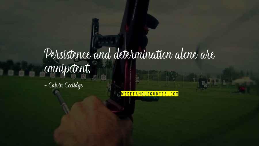 Persistence Determination Quotes By Calvin Coolidge: Persistence and determination alone are omnipotent.