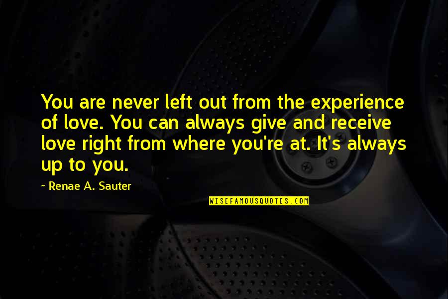 Personal Development Growth Quotes By Renae A. Sauter: You are never left out from the experience