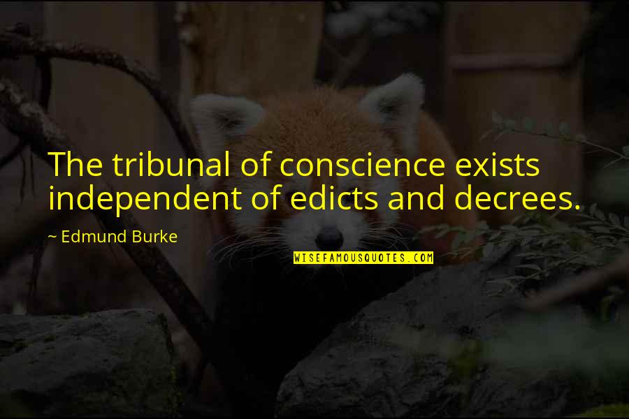 Personal Progression Quotes By Edmund Burke: The tribunal of conscience exists independent of edicts