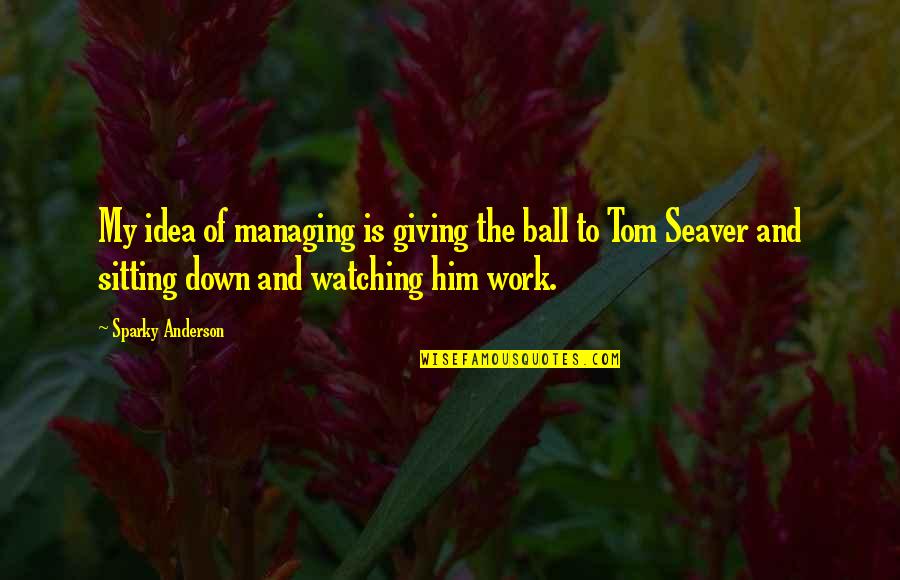 Persoonlijk Leiderschap Quotes By Sparky Anderson: My idea of managing is giving the ball