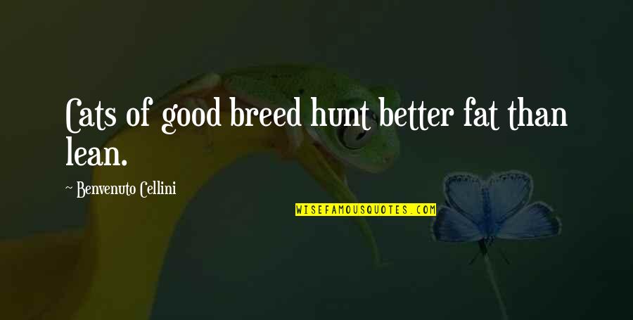 Pet Cat Quotes By Benvenuto Cellini: Cats of good breed hunt better fat than