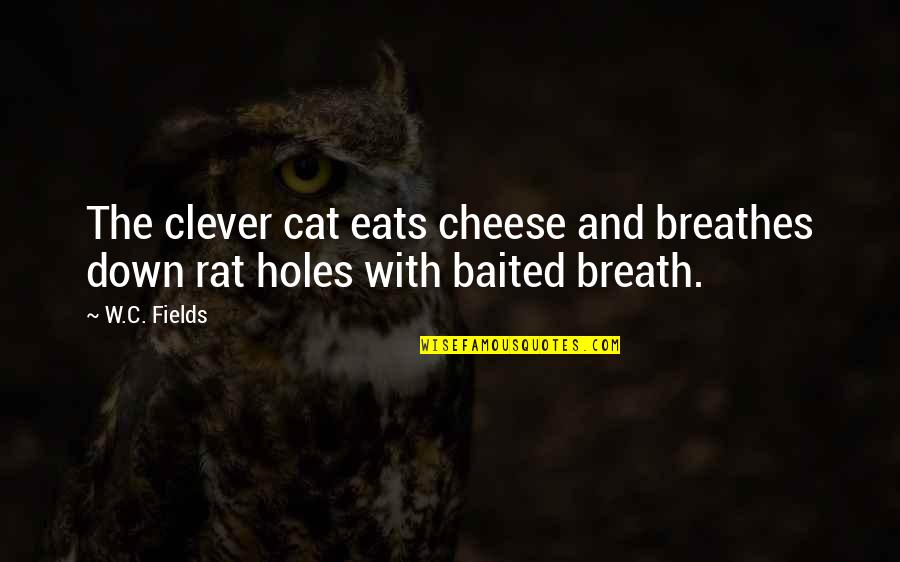 Pet Cat Quotes By W.C. Fields: The clever cat eats cheese and breathes down