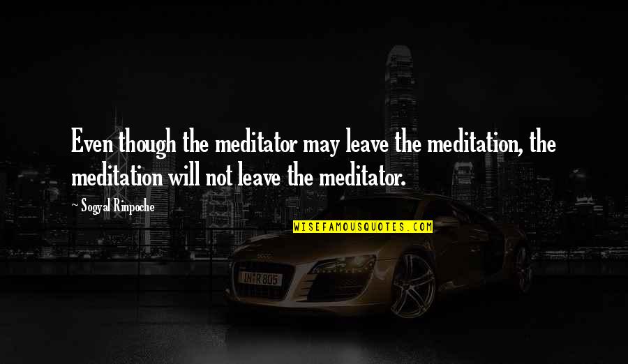 Pg 165 Quotes By Sogyal Rinpoche: Even though the meditator may leave the meditation,