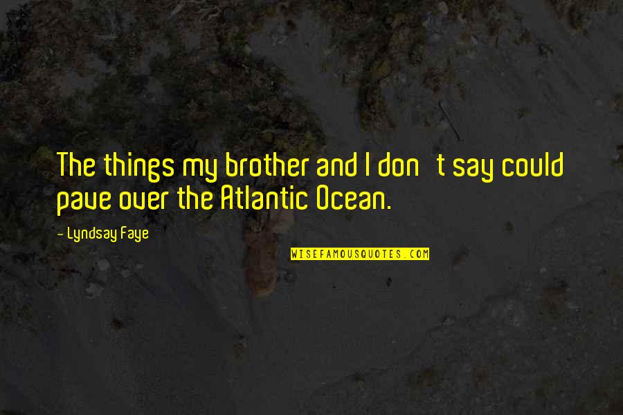 Philippine Wise Quotes By Lyndsay Faye: The things my brother and I don't say