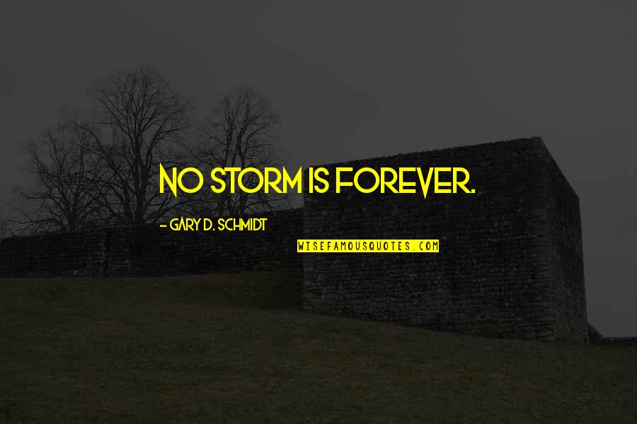 Philosophy Of Rainbows Quotes By Gary D. Schmidt: No storm is forever.