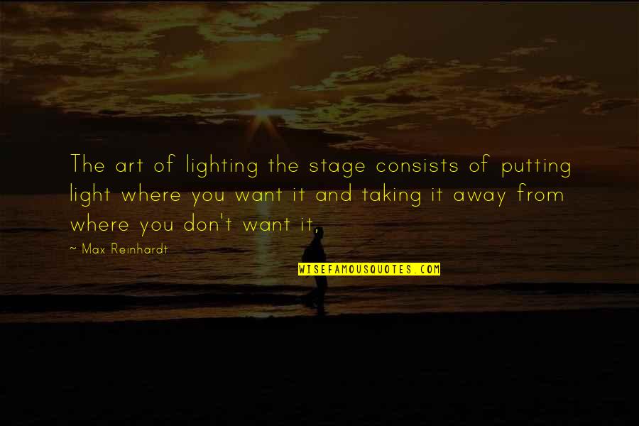 Physician Appreciation Quotes By Max Reinhardt: The art of lighting the stage consists of