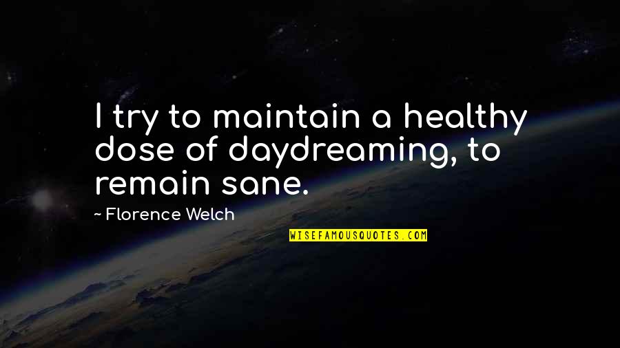 Picometers Quotes By Florence Welch: I try to maintain a healthy dose of