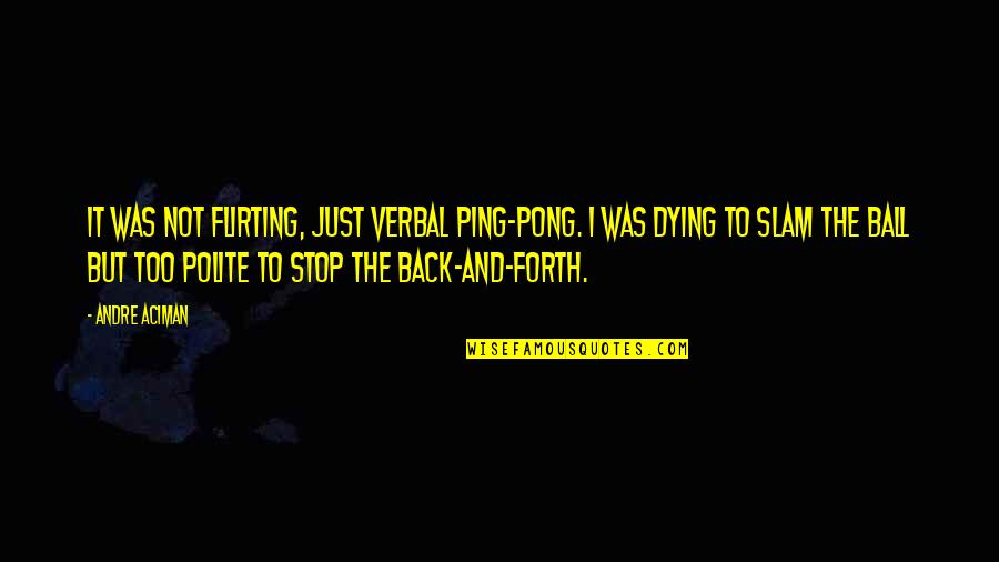 Ping Pong Quotes By Andre Aciman: It was not flirting, just verbal ping-pong. I