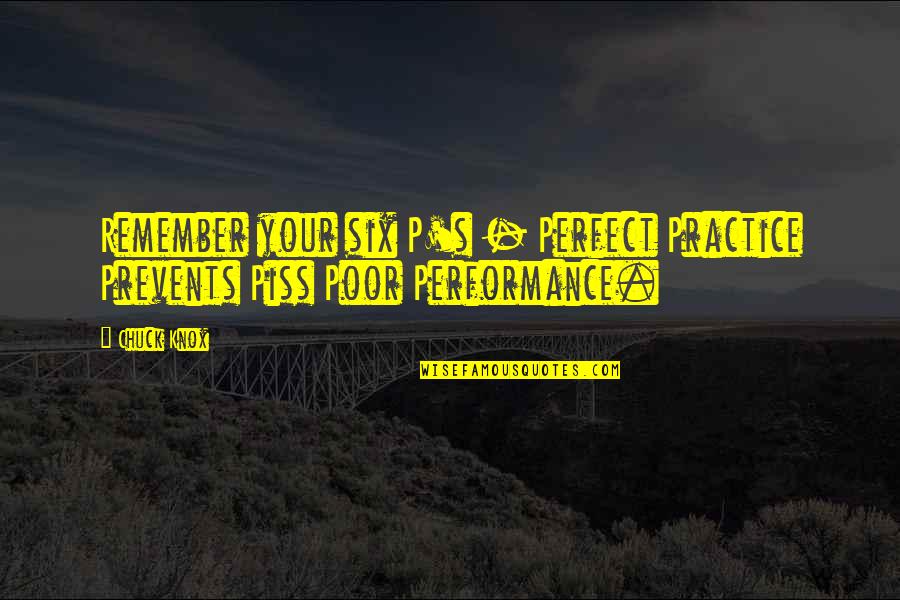 Piss Poor Quotes By Chuck Knox: Remember your six P's - Perfect Practice Prevents