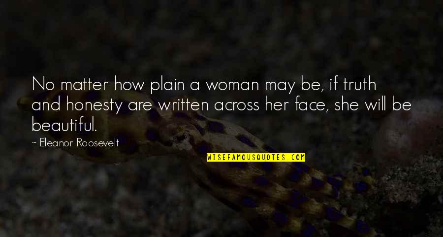 Plain Truth Quotes By Eleanor Roosevelt: No matter how plain a woman may be,