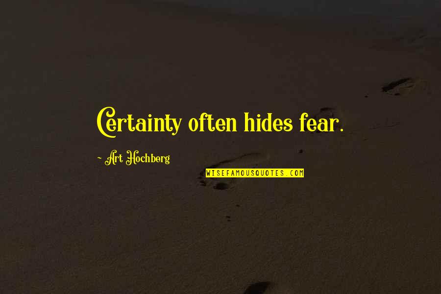 Plan Cancel Sad Quotes By Art Hochberg: Certainty often hides fear.