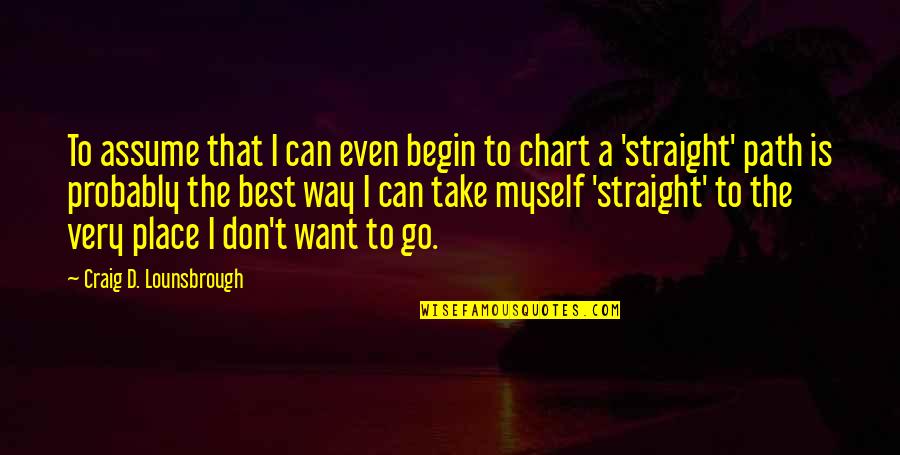 Plans In Life Quotes By Craig D. Lounsbrough: To assume that I can even begin to