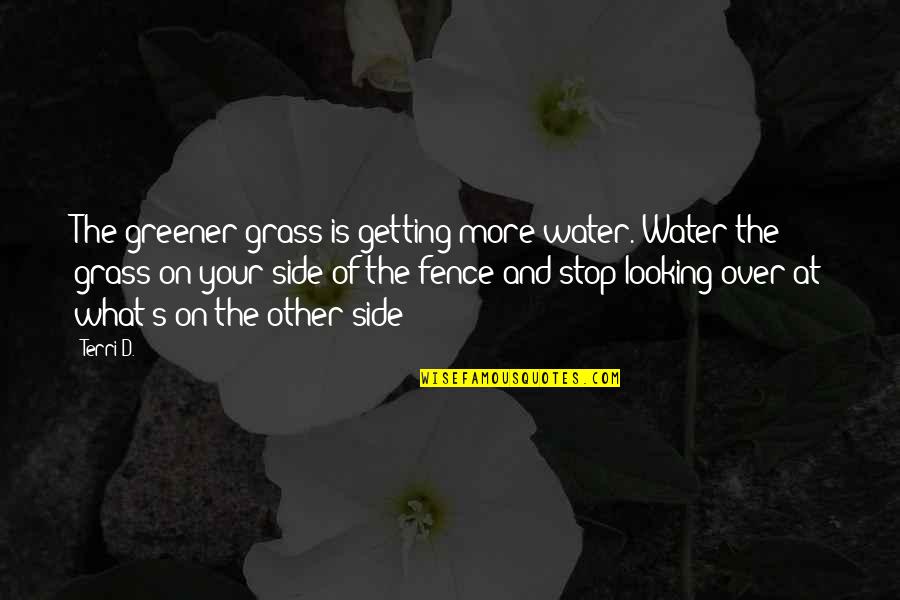 Play Dating Simulation Quotes By Terri D.: The greener grass is getting more water. Water