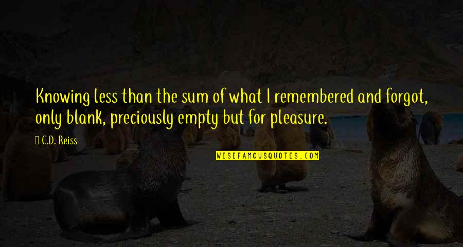 Pleasure Knowing You Quotes By C.D. Reiss: Knowing less than the sum of what I