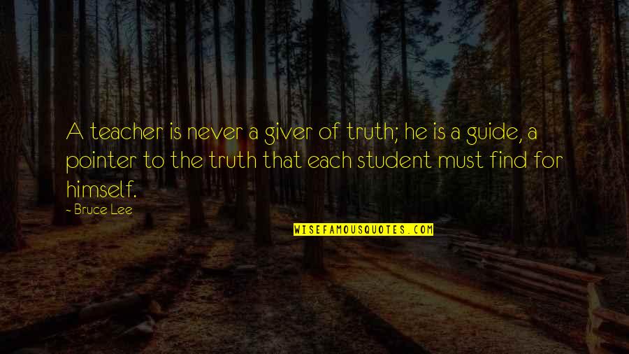 Pointer Pointer Quotes By Bruce Lee: A teacher is never a giver of truth;