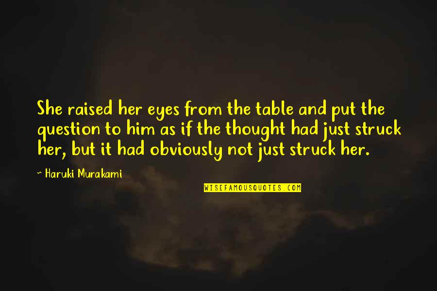 Portioned Synonyms Quotes By Haruki Murakami: She raised her eyes from the table and