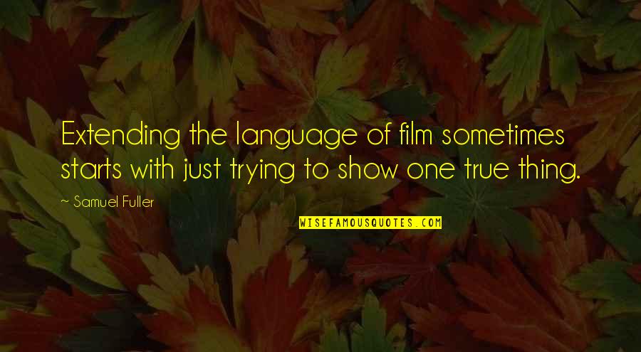 Possibly Falling In Love Quotes By Samuel Fuller: Extending the language of film sometimes starts with