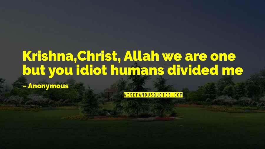 Power Of Allah Quotes By Anonymous: Krishna,Christ, Allah we are one but you idiot