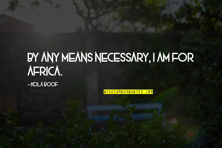 Powerful Relationships Quotes By Kola Boof: By any means necessary, I am for Africa.