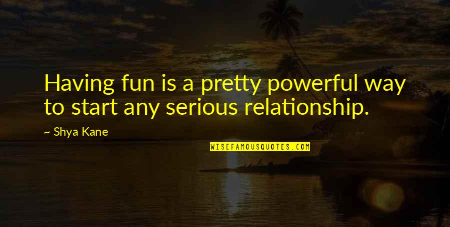 Powerful Relationships Quotes By Shya Kane: Having fun is a pretty powerful way to