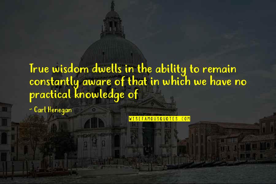 Practical Knowledge Quotes By Carl Henegan: True wisdom dwells in the ability to remain