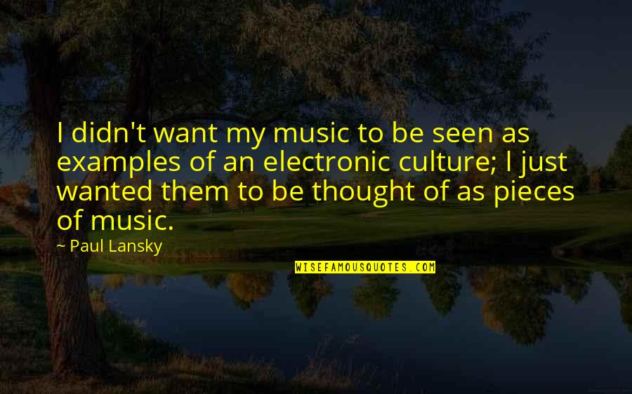 Pratiwi Novianthy Quotes By Paul Lansky: I didn't want my music to be seen