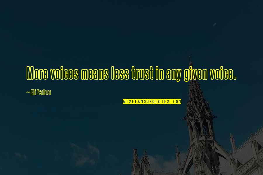 Prejudice In The Merchant Of Venice Quotes By Eli Pariser: More voices means less trust in any given