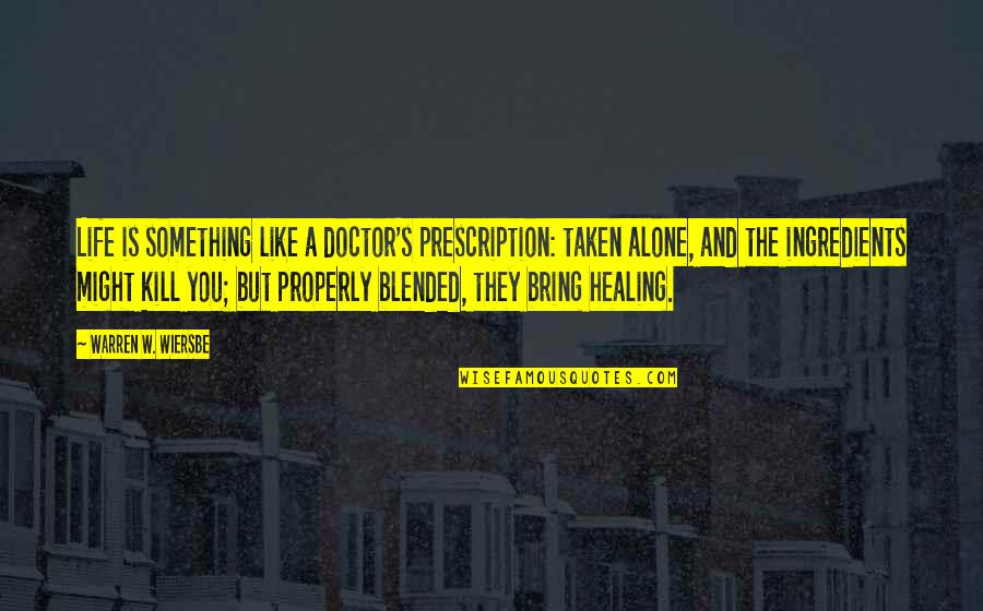 Prescription Quotes By Warren W. Wiersbe: Life is something like a doctor's prescription: taken