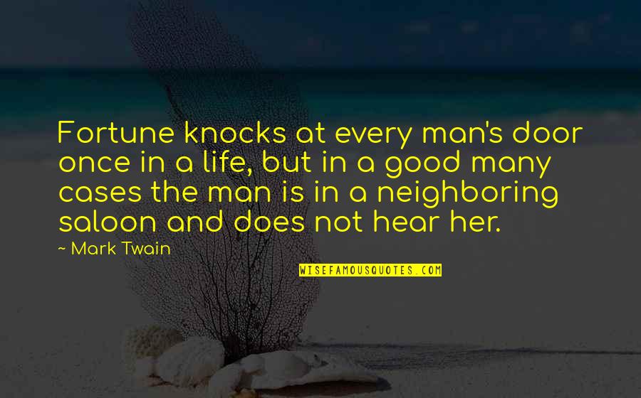 Pressplay Quotes By Mark Twain: Fortune knocks at every man's door once in