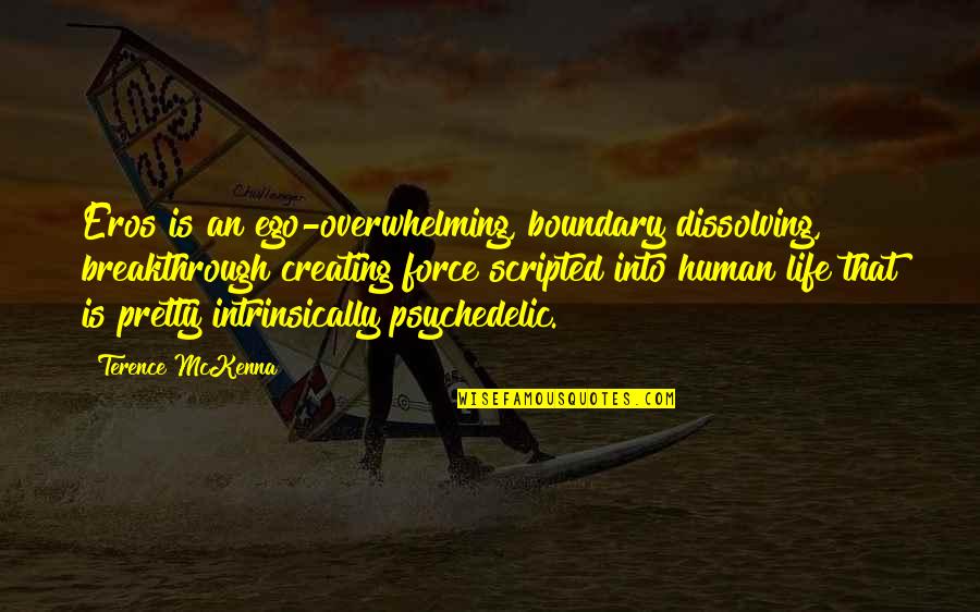 Pretty Life Quotes By Terence McKenna: Eros is an ego-overwhelming, boundary dissolving, breakthrough creating