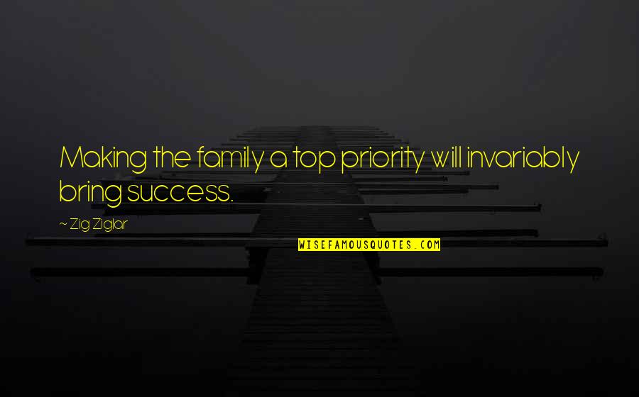 Priorities In Family Quotes By Zig Ziglar: Making the family a top priority will invariably